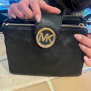 Michael Kors Black Crossbody Bag with Gold Logo